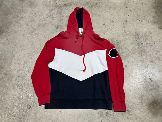 Moncler Paneled Hoodie - Black/Red/White Size  XL