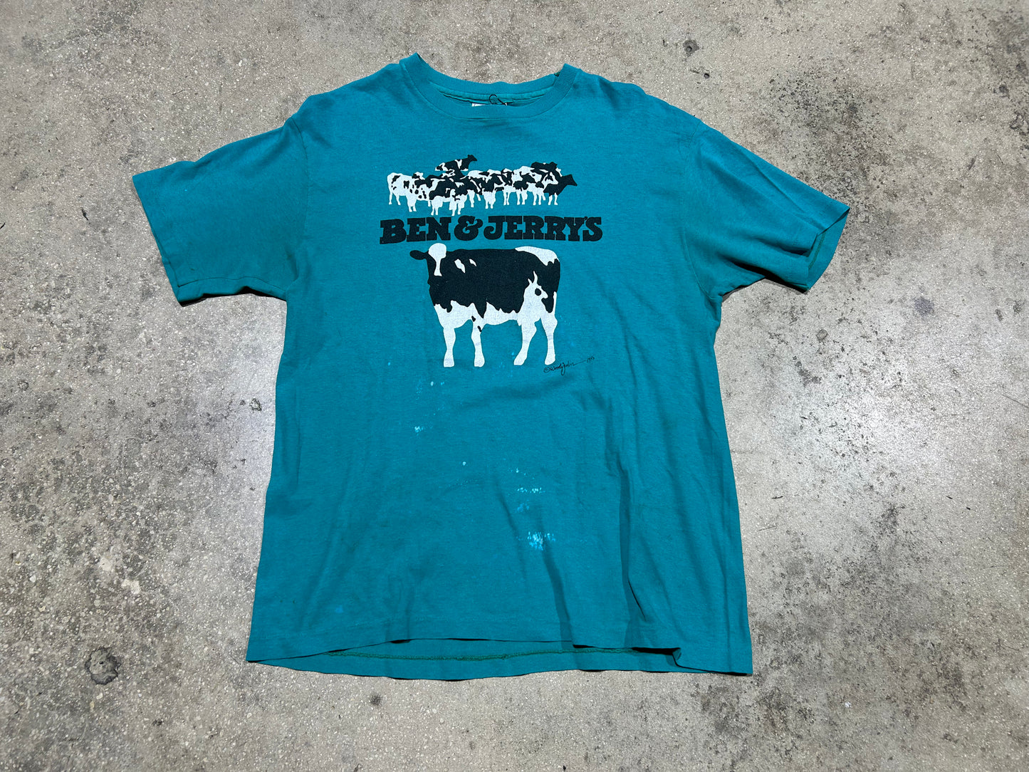 1985 Ben & Jerry Tee - Green Size Large