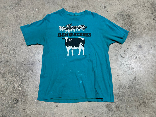 1985 Ben & Jerry Tee - Green Size Large