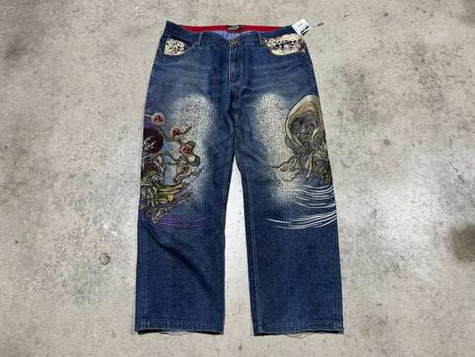 Bukkiraboo Print/Embroidered Jeans - Blue Size 40