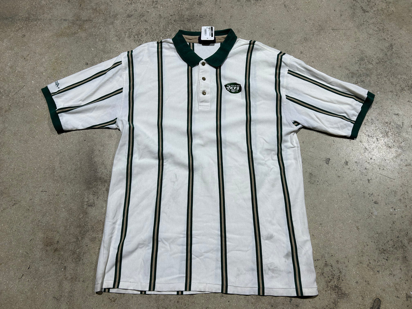 New York Jets Stripped Polo - Green/White Size XL