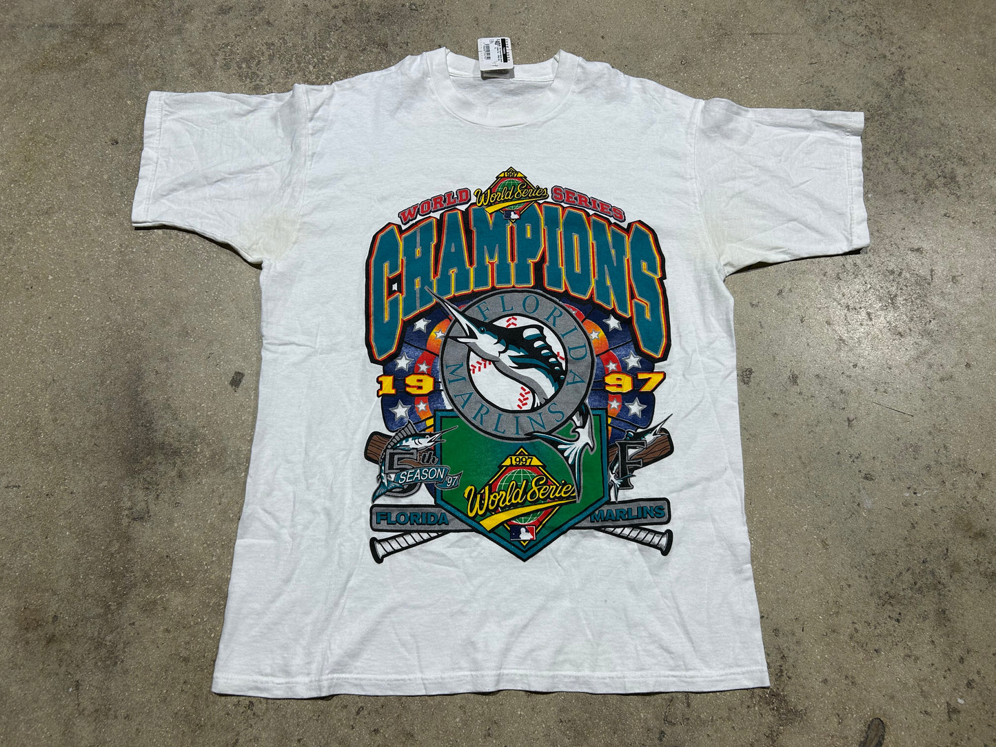 1997 Florida Marlins World Series Tee - White Size XL