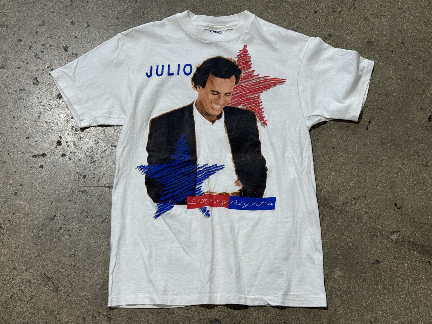 1991 Julio Iglesias Starry Nights Tour Tee - White Size Large