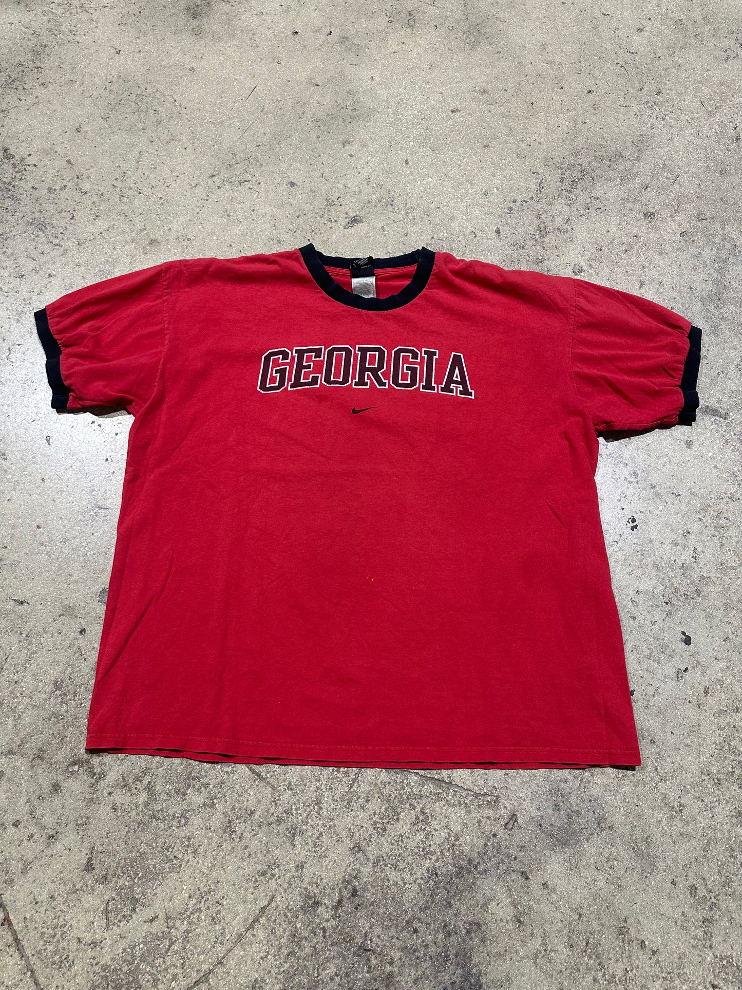 Nike Georgia Bulldogs Center Swoosh Ringer Tee - Red/Black Size XL