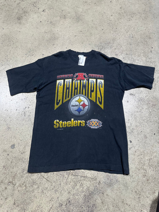 1995 Pittsburg Steelers AFC Conference Champions Tee - Black Size XL