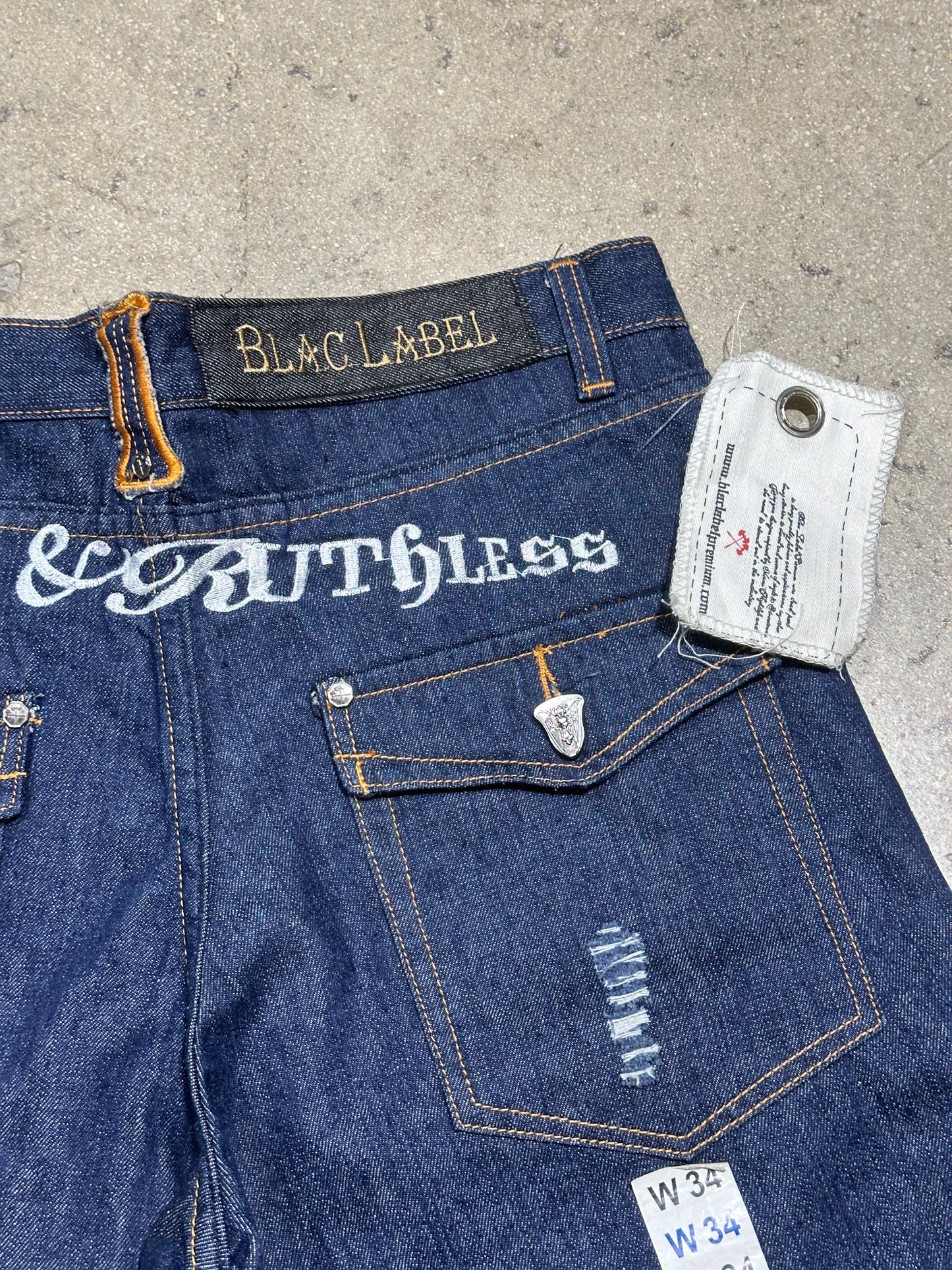 Blac Label Deadly & Ruthless Denim Shorts - Dark Wash Size 34