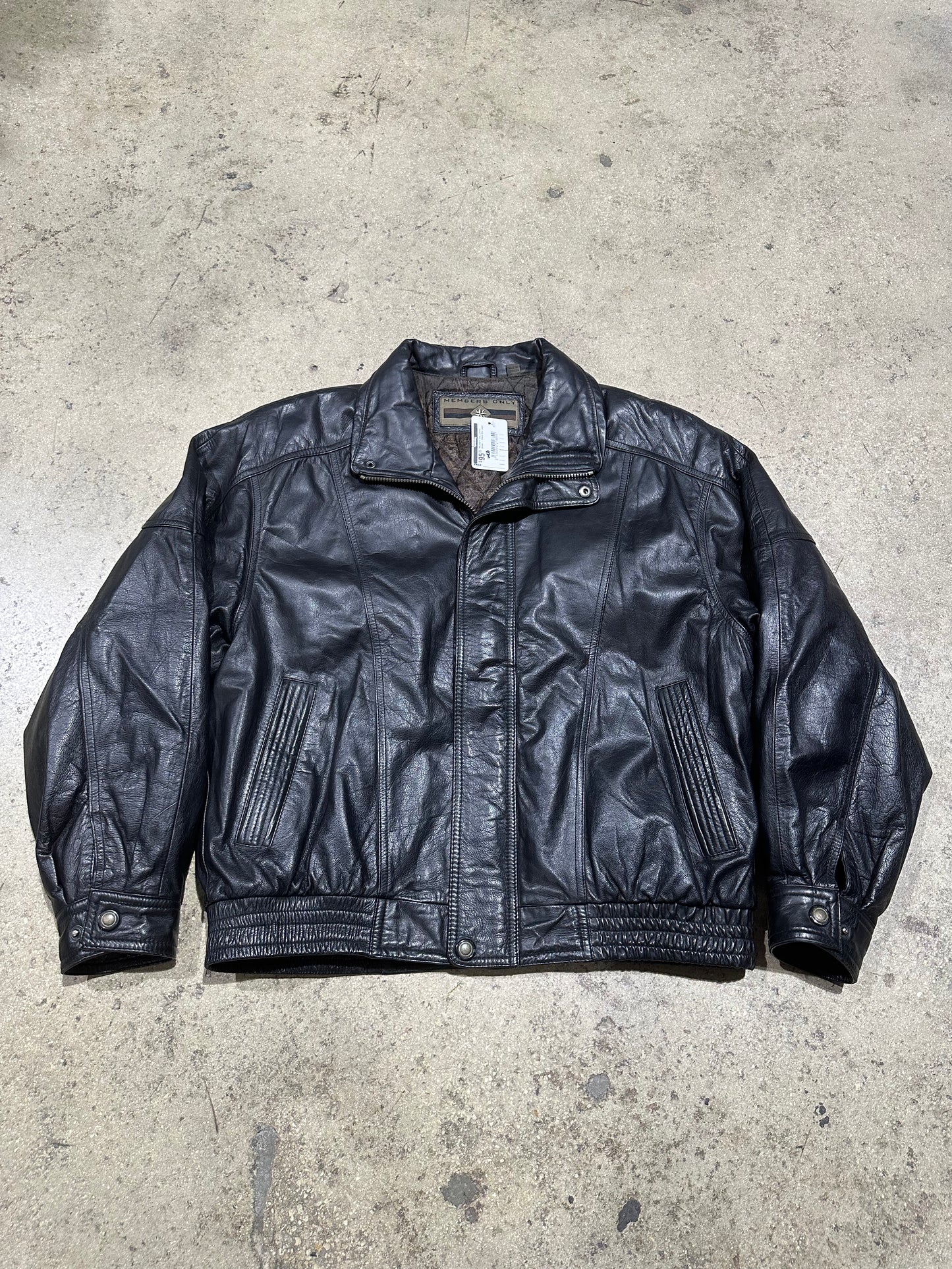 Members Only Leather Jacket - Black Size Large