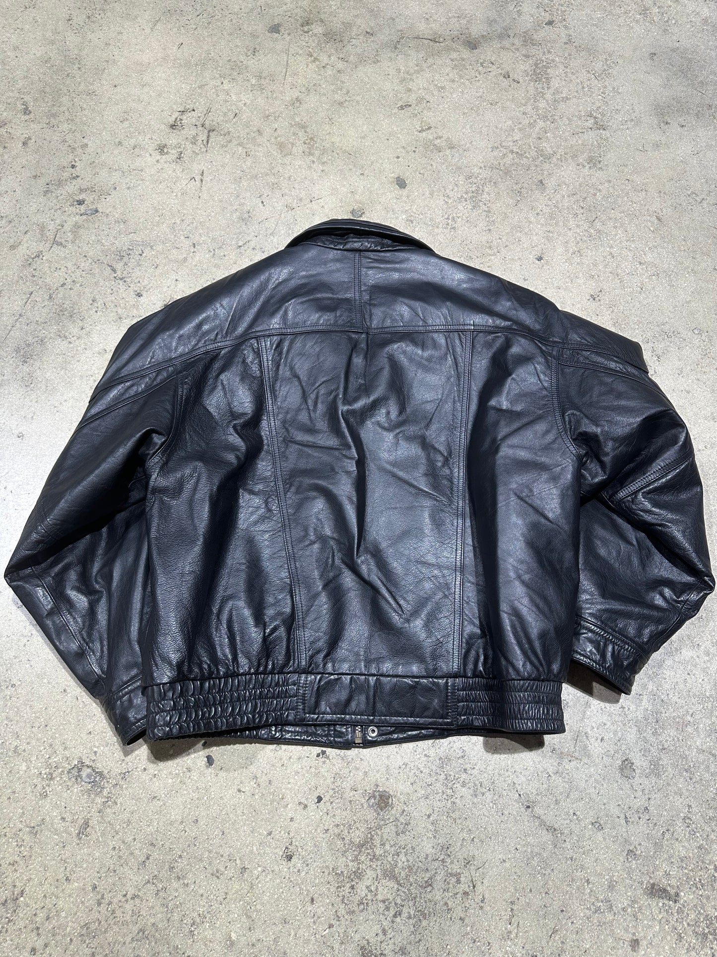 Members Only Leather Jacket - Black Size Large