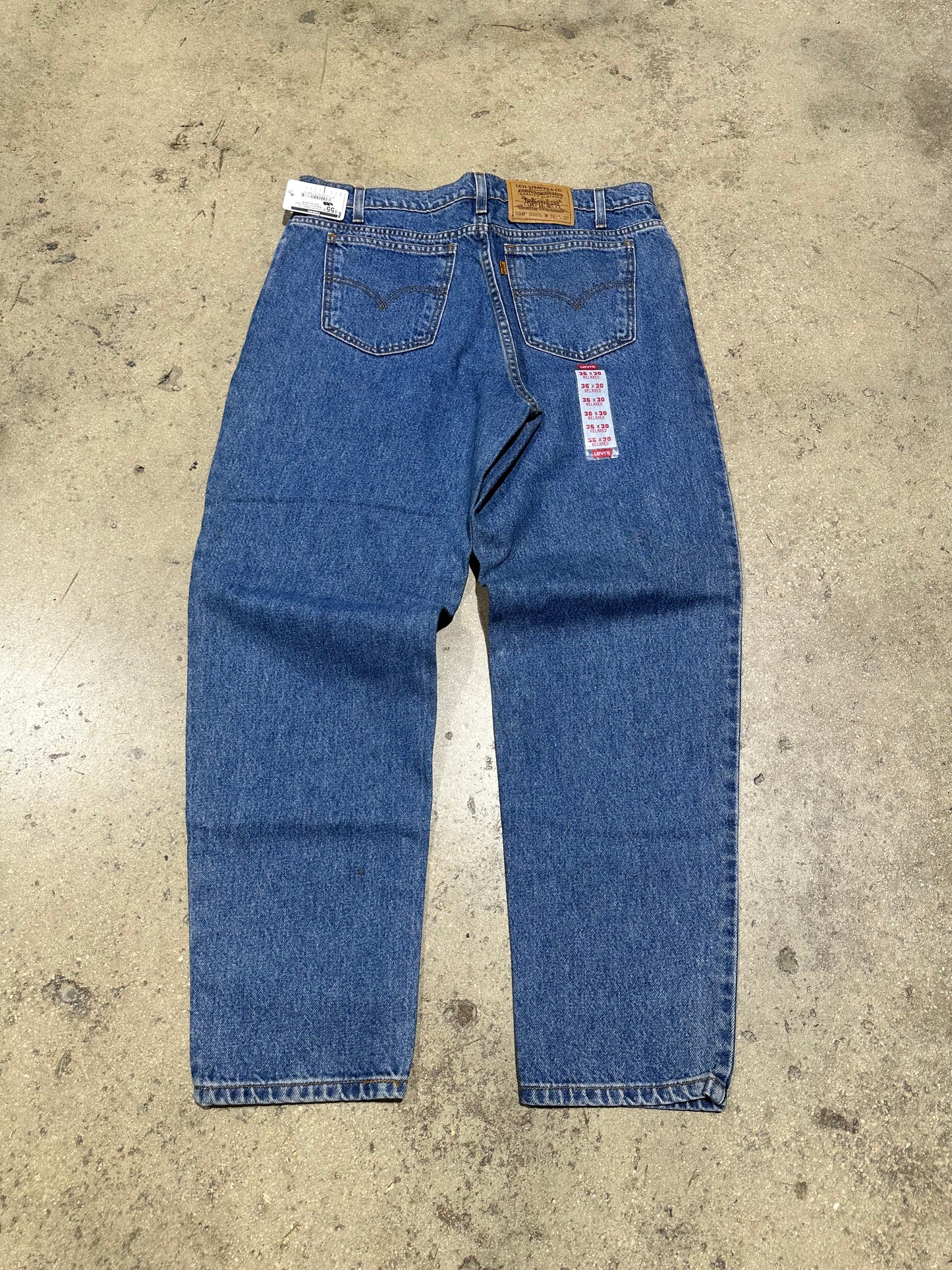 Levis 550 Orange Tab Relaxed Fit Denim Jeans - Blue Size 36x30