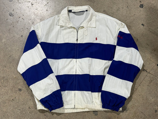 Polo Ralph Lauren Stripe Blocked Jacket - White/Blue Size XL