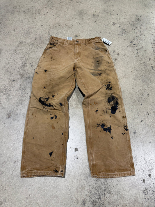 Distressed/Oiled Up (No Diddy) Carhartt Carpenter Pants - Faded Dark Khaki Size 32x30