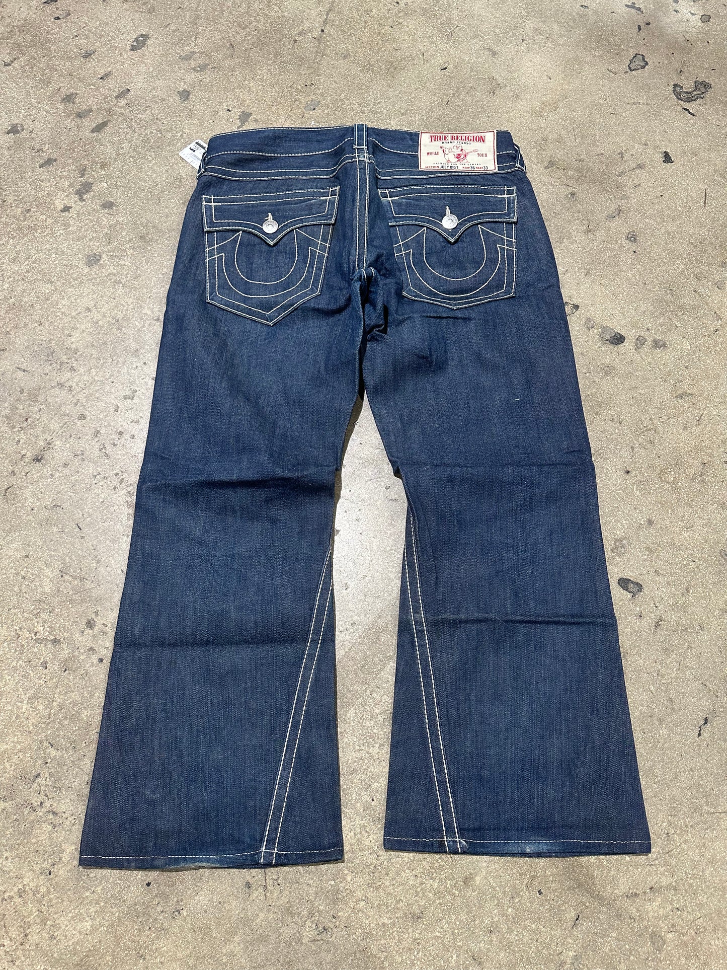 True Religion Joey Big T Flared Denim - Dark Blue Size 36x33