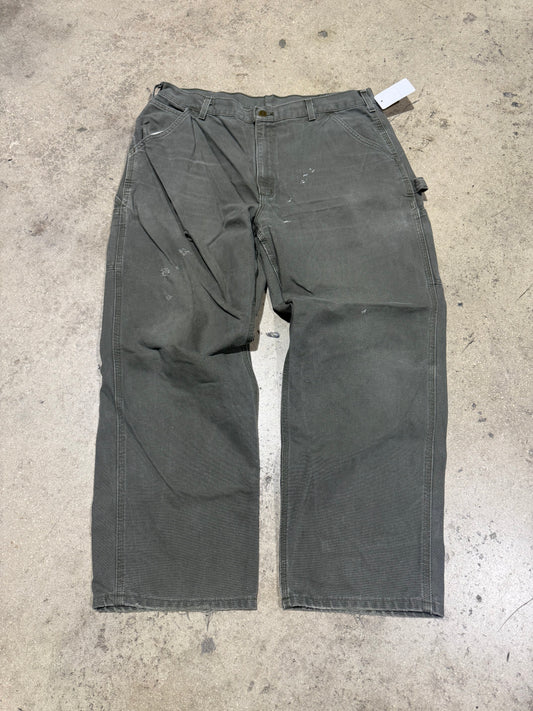Distressed Carhartt Carpenter Pants - Olive Size 38x30
