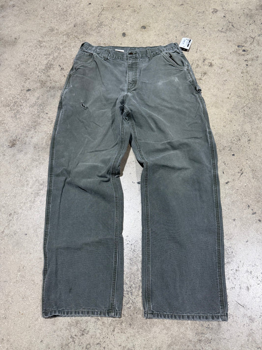 Distressed Carhartt Carpenter Pants - Olive Size 34x34