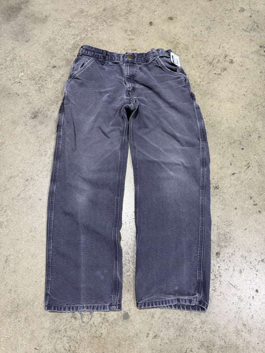 Distressed Carhartt Carpenter Pants - Faded Navy Size 34x32