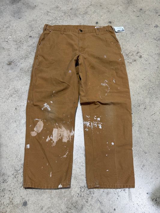 Distressed/Paint Splatter Carhartt Carpenter Pants - Dark Khaki Size 38x30