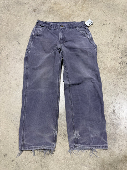 Distressed Carhartt Carpenter Pants - Faded Navy Size 32x30
