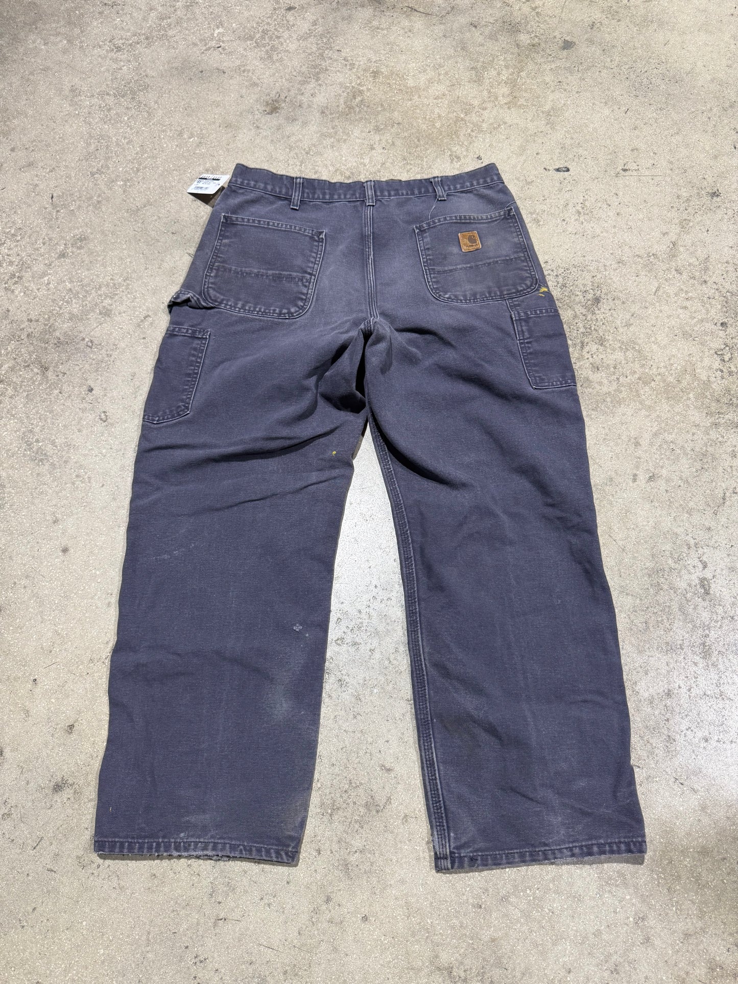 Distressed Carhartt Carpenter Pants - Faded Navy Size 36x30