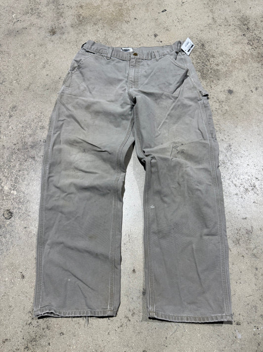Distressed Carhartt Carpenter Pants - Light Khaki Size 34x32