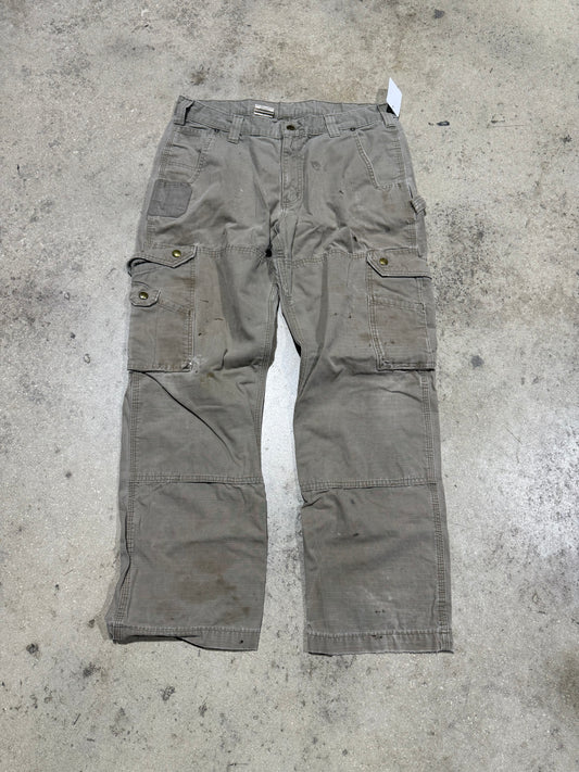 Distressed Carhartt Cargo Pants - Light Khaki Size 34x30