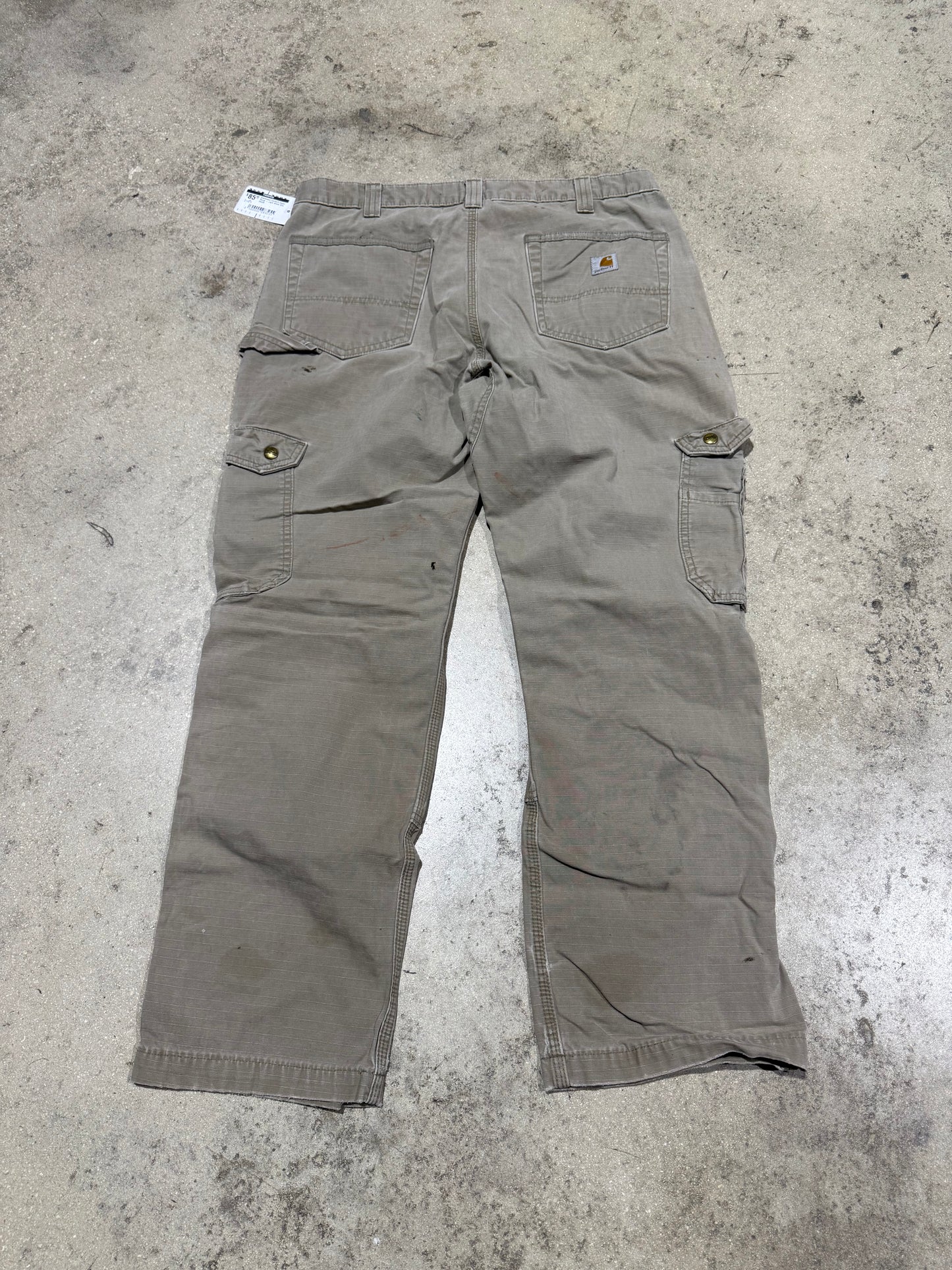 Distressed Carhartt Cargo Pants - Light Khaki Size 34x30