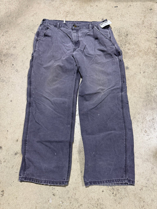 Distressed Carhartt Carpenter Pants - Faded Navy Size 36x30