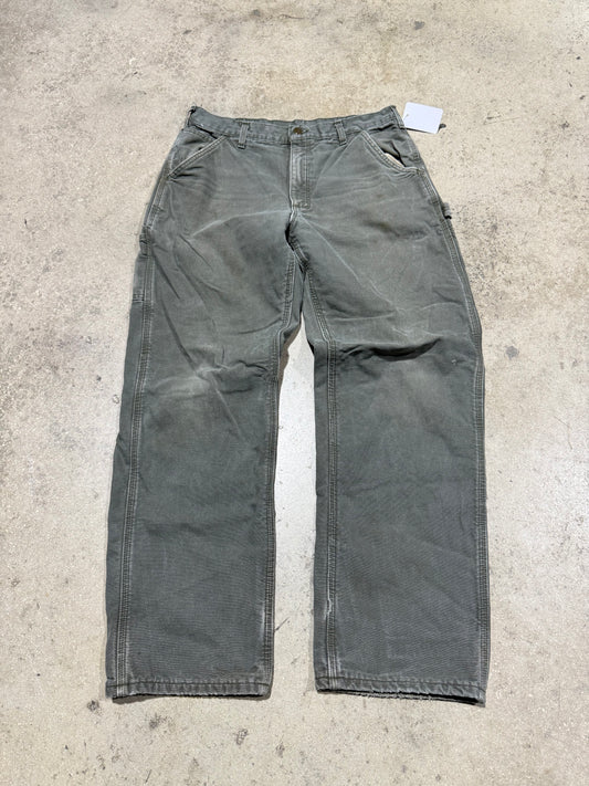 Carhartt Plaid Liner Carpenter Pants - Olive Size 34x32