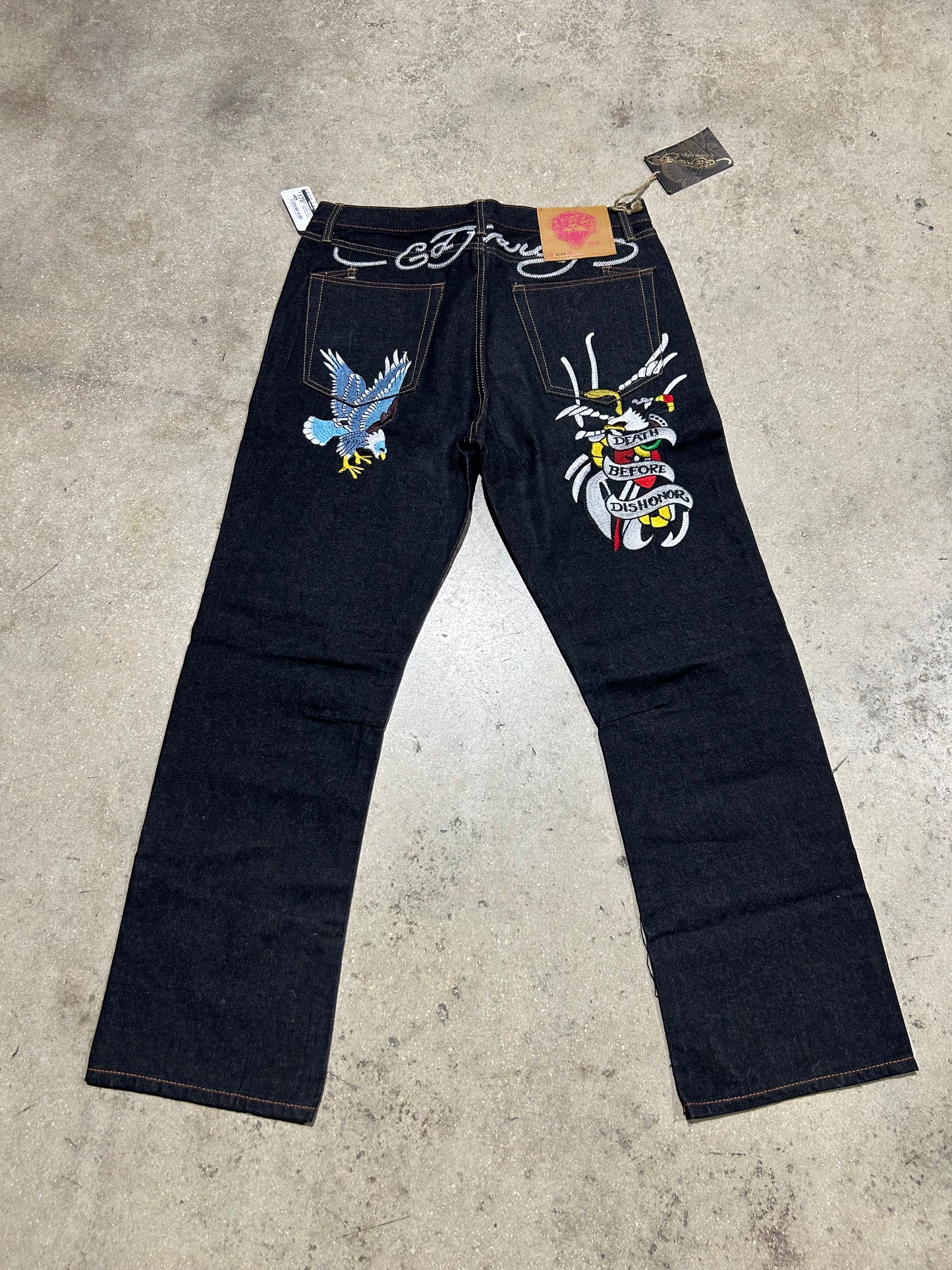 Ed Hardy Death Before Dishonor Denim - Black Size 38x35