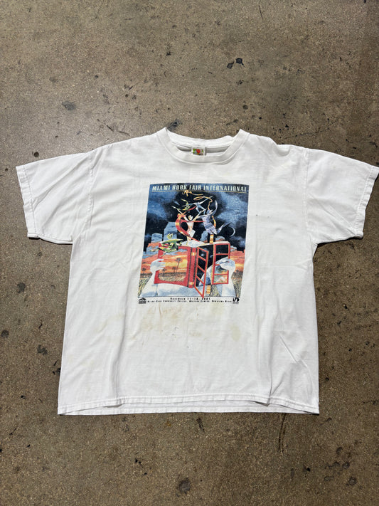2001 Miami Book Fair Art Tee - White Size XL