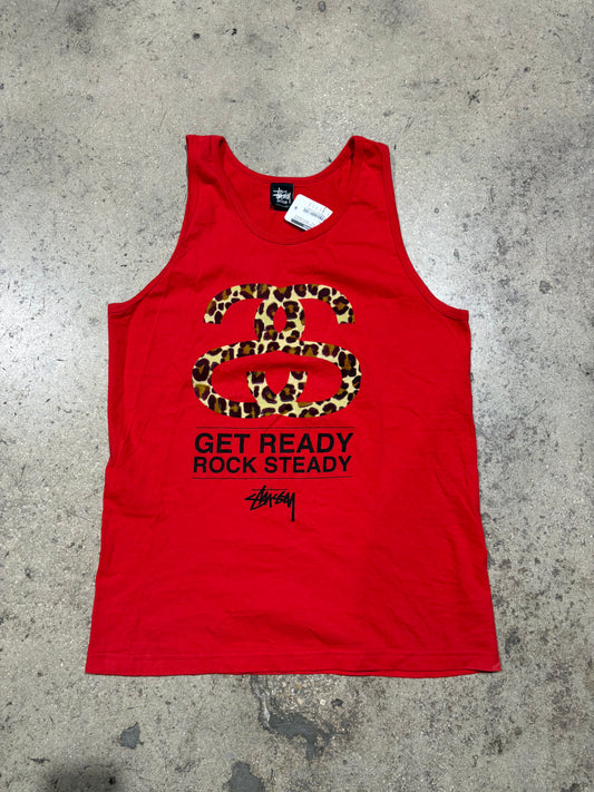 Stussy Leopard Get Ready Tank - Red Size Medium