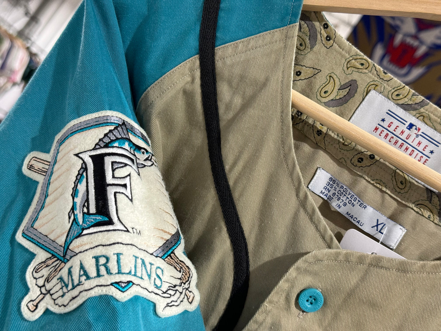 Starter Florida Marlins Canvas Jersey - Tan/Teal Size XL