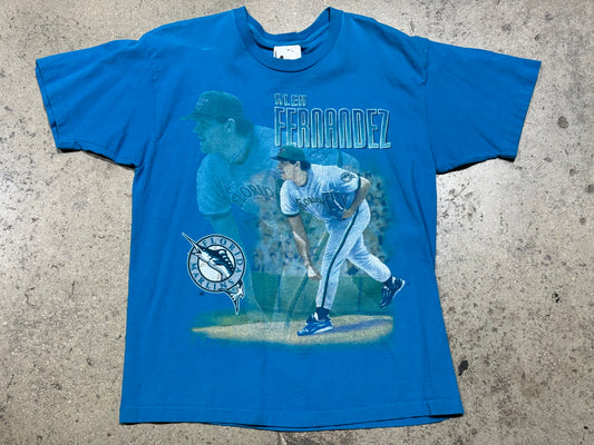 Florida Marlins Alex Fernandez Pitcher Tee - Teal Size Large