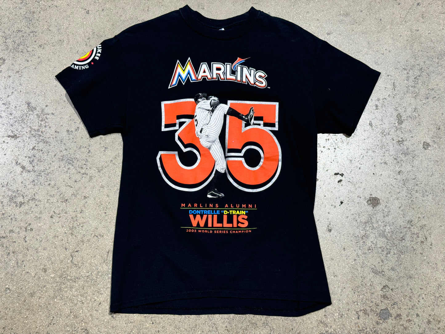 Miami Marlins #35 Dontrelle Willis "D-Train' Alumni Tee - Black Size Medium