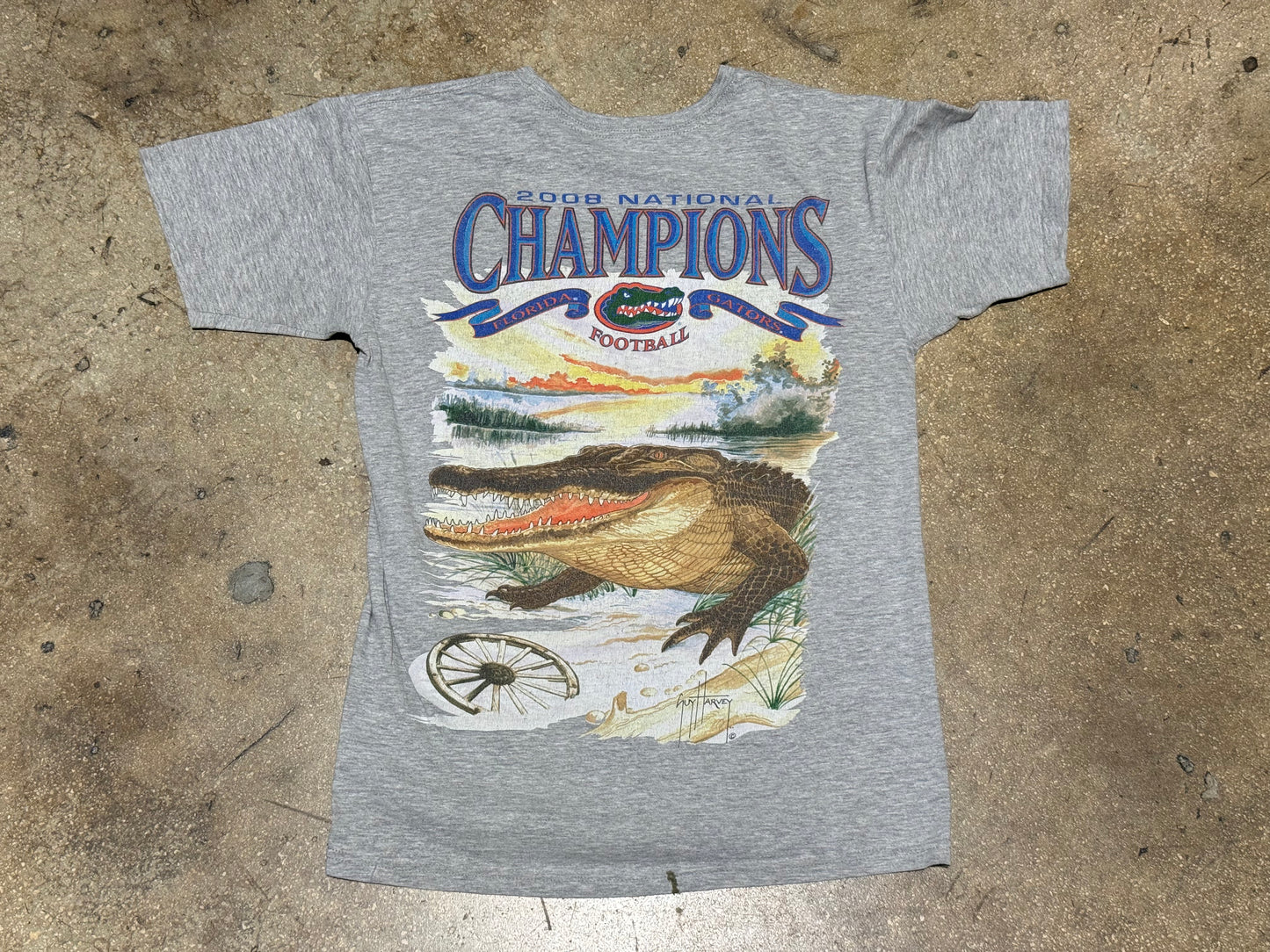 2008 UF Gators Guy Harvey Tee - Grey Size Medium