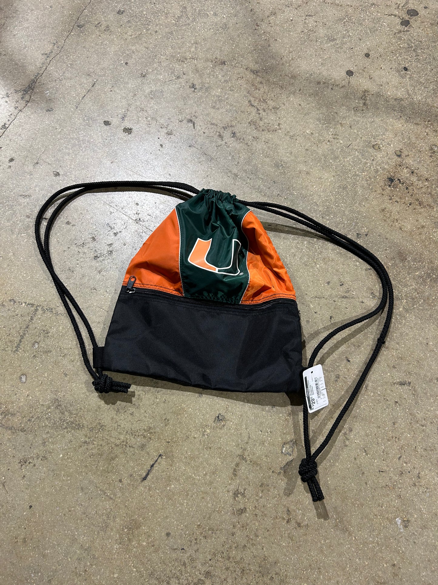 UM Miami Hurricanes Knapsack Bag - Black/Green
