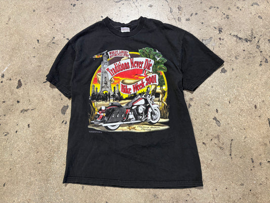 2001 Bike Week Traditions Tee - Black Size Large
