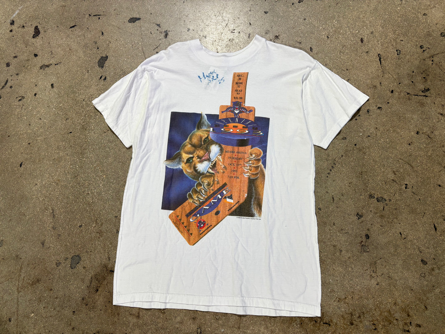 1993 Florida Panthers Opening Night Tee - White Size Large