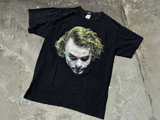 The Dark Knight Heath Ledger Joker Big Face Tee - Black Size Medium