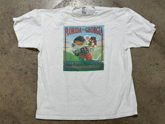 1995 Florida Vs. Georgia Football Hedges Tee - White Size 2XL