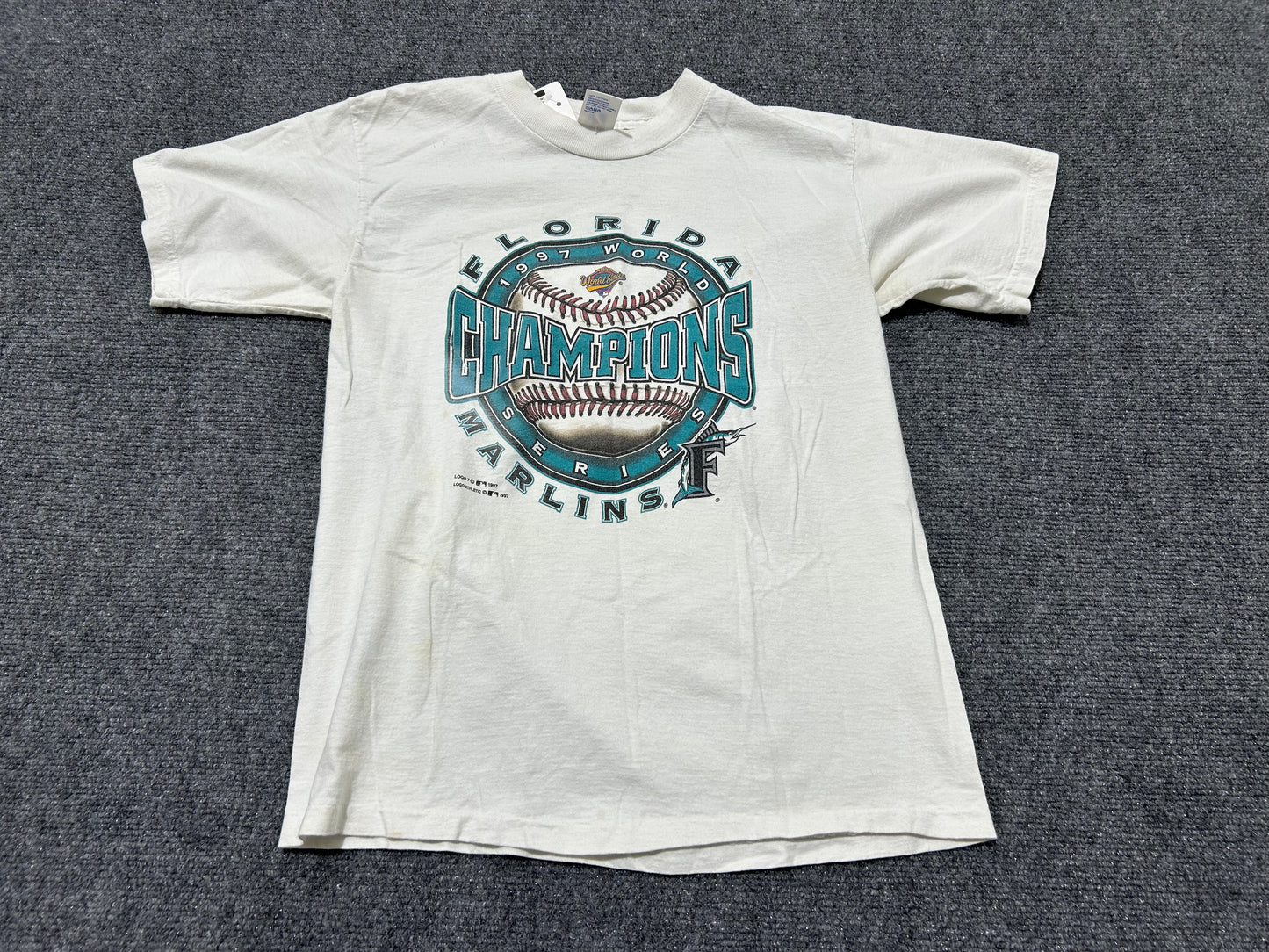 1997 Marlins World Series Champions Tee - White Size Youth Large
