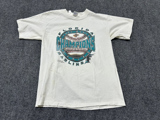 1997 Marlins World Series Champions Tee - White Size Youth Large