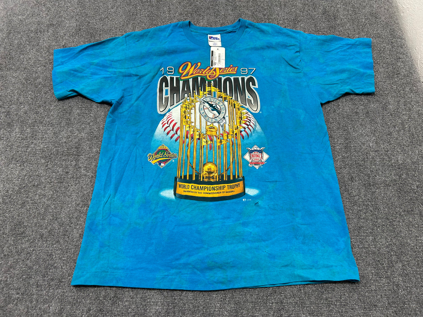 1997 Marlins World Series Champions Trophy Tee - Teal Size XL