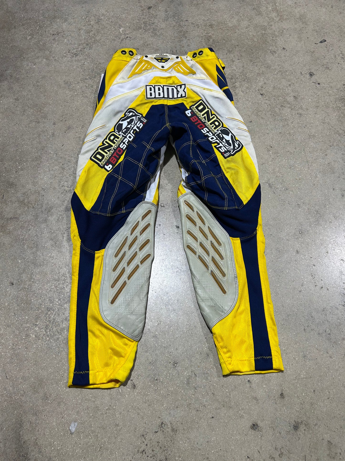 Fly Racing Motorcycle Pants - White/Navy Yellow Size 30