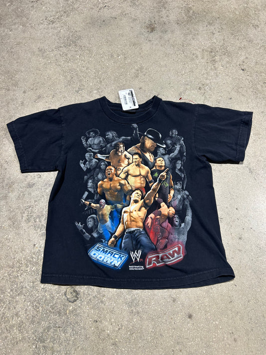 WWE Smackdown Vs Raw Wrestlers Kids Tee - Black Size Small