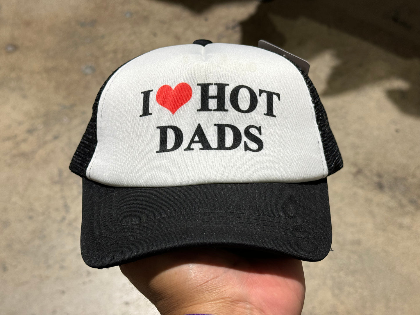 I Love Hot Dads Trucker Hat - Black/White