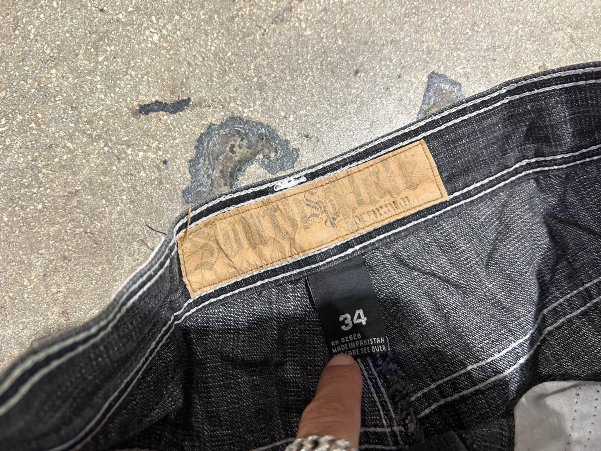 South Pole Long Denim Shorts - Black Size 34