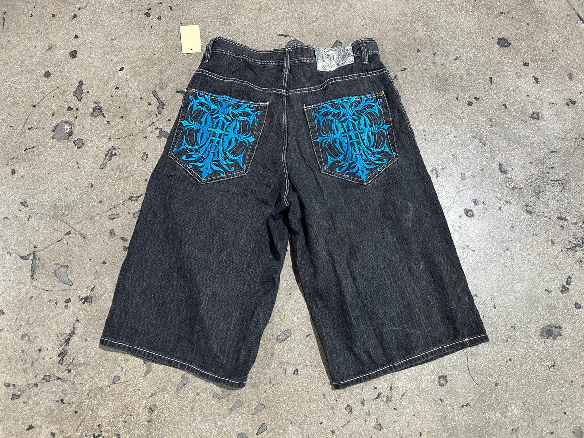 South Pole Long Denim Shorts - Black Size 34