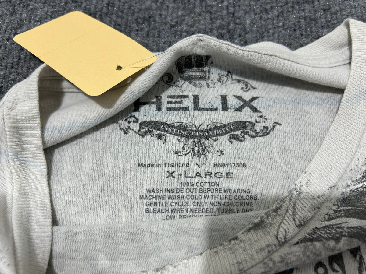 Helix Cross & Wings AOP Tee - White/Gray Size XL