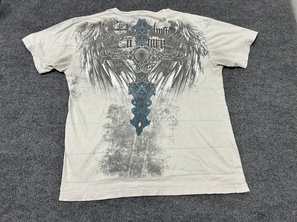 Helix Cross & Wings AOP Tee - White/Gray Size XL