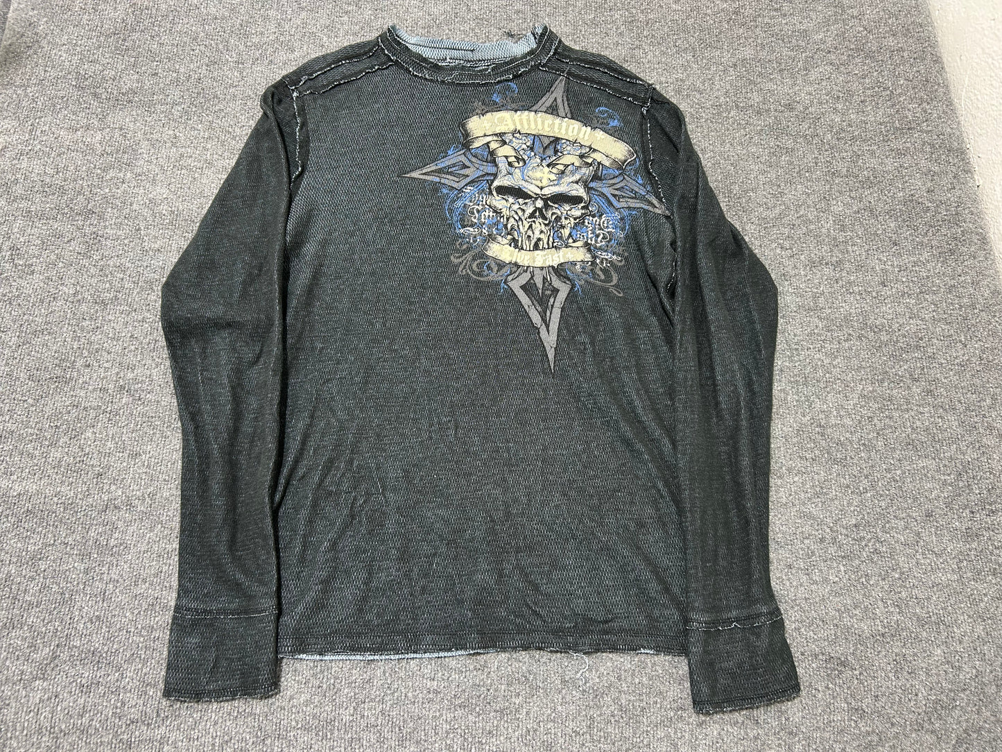 Distressed Affliction Reversible Thermal - Black/Blue Size XL